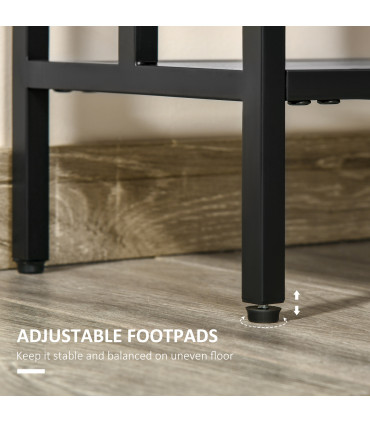 Console Table  2 Shelves MDF Steel Frame in Art Deco Square Style 76x106cm