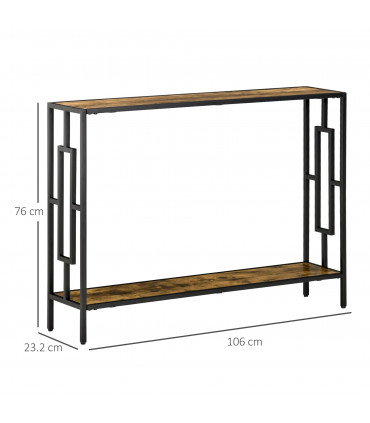 Industrial Console Table Desk with Metal Frame Rustic Brown Black