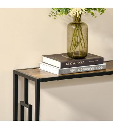 Industrial Console Table Desk with Metal Frame Rustic Brown Black