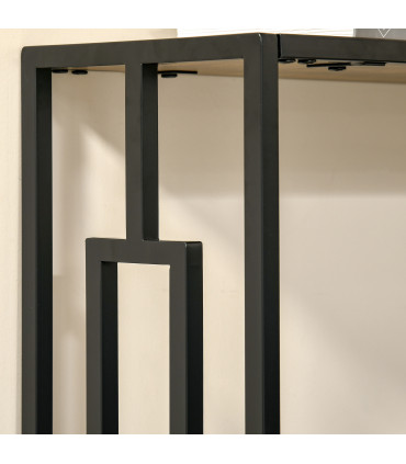 Industrial Console Table Desk with Metal Frame Rustic Brown Black