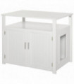 Inside Tabletop Side Table Cat Box Fixture w/ Magnetic Closing Door, White