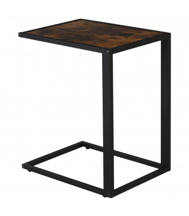Steel Frame C-Shaped Side Table Brown