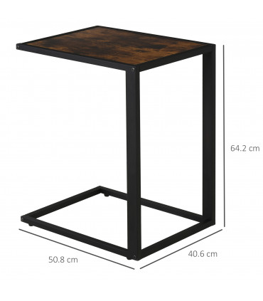 Steel Frame C-Shaped Side Table Brown
