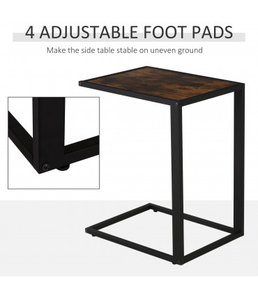 Steel Frame C-Shaped Side Table Brown