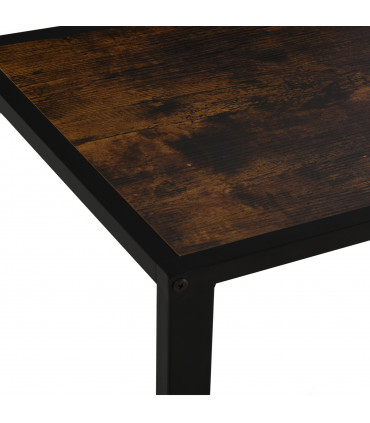Steel Frame C-Shaped Side Table Brown