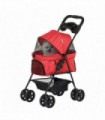 Pet Stroller No-Zip Foldable Travel Carriage with Brake Basket Adjustable Canopy