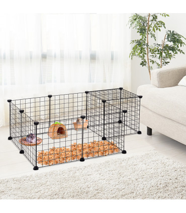 DIY Pet Playpen Metal Wire Fence 12-Panel Guinea Pig Small Animals Cage Black