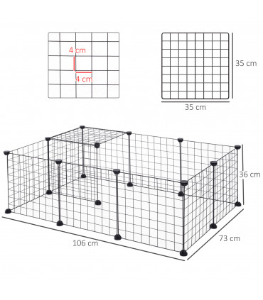 DIY Pet Playpen Metal Wire Fence 12-Panel Guinea Pig Small Animals Cage Black