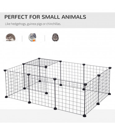 DIY Pet Playpen Metal Wire Fence 12-Panel Guinea Pig Small Animals Cage Black