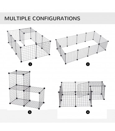 DIY Pet Playpen Metal Wire Fence 12-Panel Guinea Pig Small Animals Cage Black