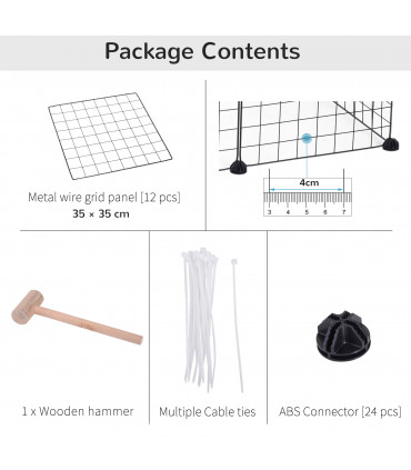 DIY Pet Playpen Metal Wire Fence 12-Panel Guinea Pig Small Animals Cage Black