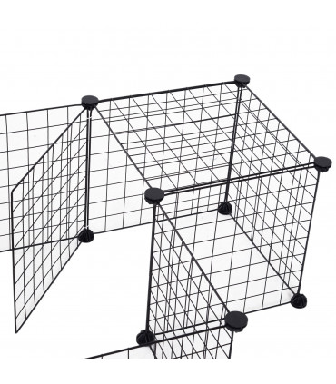 DIY Pet Playpen Metal Wire Fence 12-Panel Guinea Pig Small Animals Cage Black