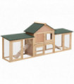 Wooden Rabbit Hutch Bunny Cage Guinea Pig House w/ Slide-out Tray Outdoor Run