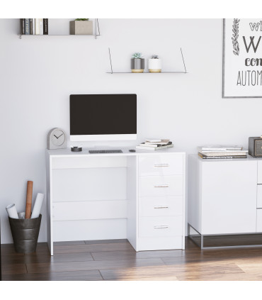 High Gloss 4 Drawers Table Vanity Dressing Drawer Computer PC Study White