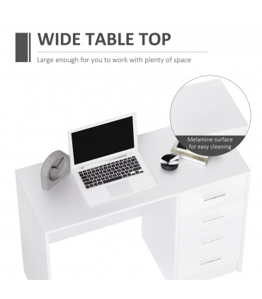 High Gloss 4 Drawers Table Vanity Dressing Drawer Computer PC Study White
