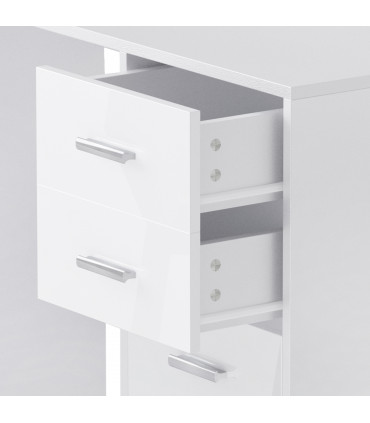 High Gloss 4 Drawers Table Vanity Dressing Drawer Computer PC Study White