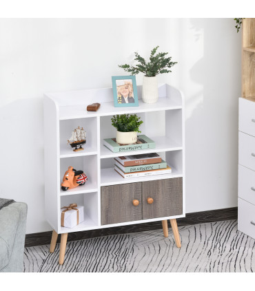 Particle Board Multi-Compartment Shelving Unit White/Brown