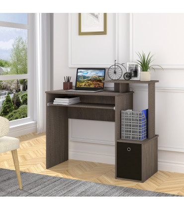 Computer Desk with Sliding Keyboard Tray Storage Drawer Shelf  Grey