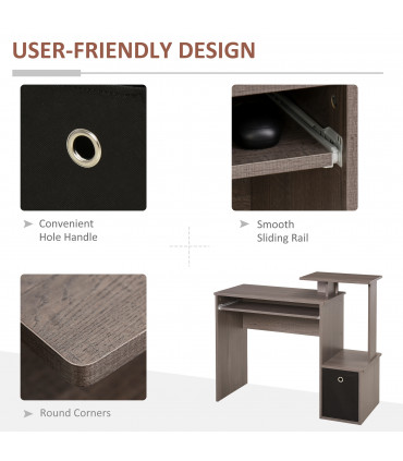 Computer Desk with Sliding Keyboard Tray Storage Drawer Shelf  Grey