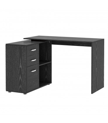 L Shape Computer Desk Workstation Home Office Drawer Shelf File Cabinet-Black