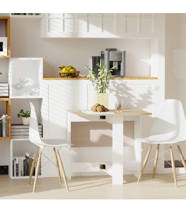 Drop Leaf Table Folding Dining Space Saving-Oak White Colour