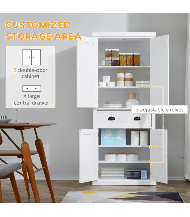 MDF Colonial Freestanding Kitchen Pantry Cabinet White
