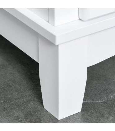 Kitchen Cupboard, Framed Glass Doors, 2 Drawers, Microwave Counter, White