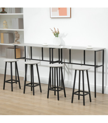 6-Piece Bar Table Set, 2 Breakfast Tables with 4 Stools,Grey