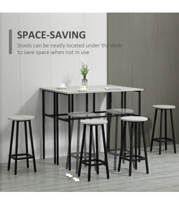 6-Piece Bar Table Set, 2 Breakfast Tables with 4 Stools,Grey