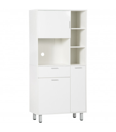 Kitchen Cupboard, Storage Cabinet with Shelves and Drawer, 166cm, White