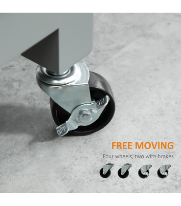 Kitchen Trolley Utility Cart on Wheels with Open Shelf & Storage Drawer Grey