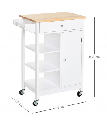 MDF Kitchen Storage Trolley White