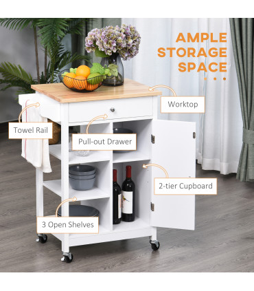 MDF Kitchen Storage Trolley White