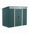 Pent Roofed Metal Shed Foundation Vent 260x133x200cm Sliding Door Green