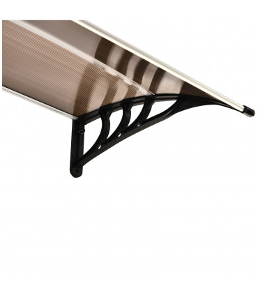 75 L x 120 W x 23 H cm Brown Polycarbonate Curved Awning w/ Black Bracket