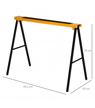 Steel Non-Slip 2-Peice Saw Horse Black/Yellow