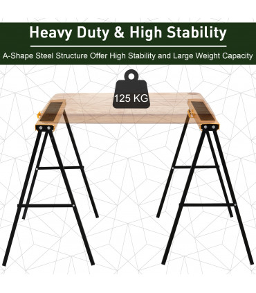 Steel Non-Slip 2-Peice Saw Horse Black/Yellow