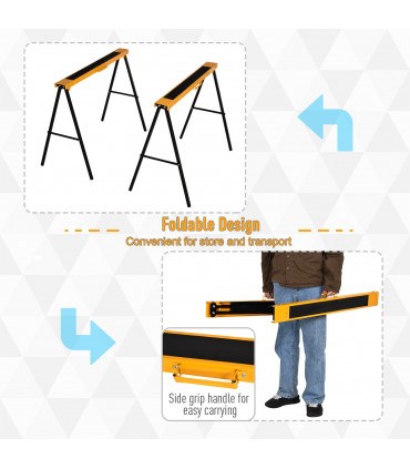 Steel Non-Slip 2-Peice Saw Horse Black/Yellow
