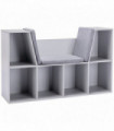 Kids Cabinet w/ Six Compartments for Toys, Clothes, Books - Grey HOMCOM