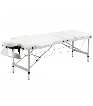 HOMCOM Folding PVC Leather Massage Table Aluminium Frame w/Headrest