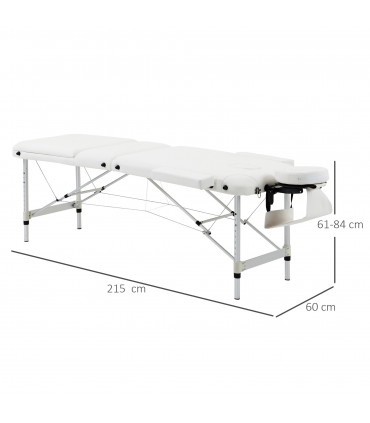 HOMCOM Folding PVC Leather Massage Table Aluminium Frame w/Headrest