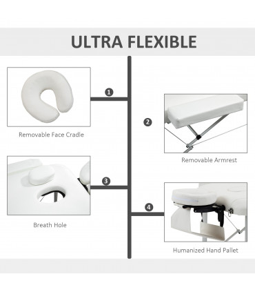 HOMCOM Folding PVC Leather Massage Table Aluminium Frame w/Headrest