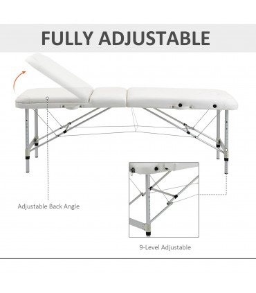 HOMCOM Folding PVC Leather Massage Table Aluminium Frame w/Headrest