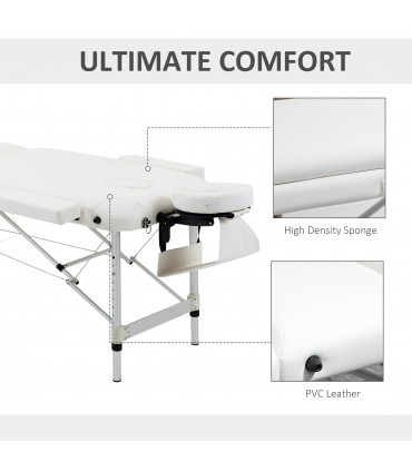 HOMCOM Folding PVC Leather Massage Table Aluminium Frame w/Headrest