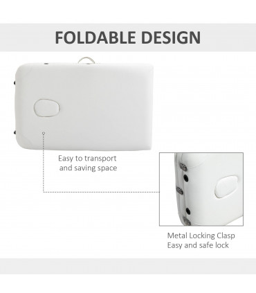 HOMCOM Folding PVC Leather Massage Table Aluminium Frame w/Headrest