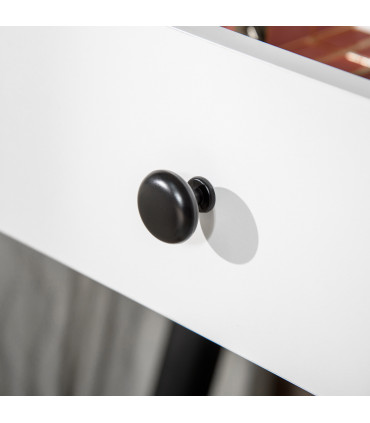 Dressing Table Set with 3 Drawers, Storage shelves and Stool, White