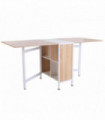 HOMCOM Folding Table Computer Desk with Storage Shelves Oak, White Home Office
