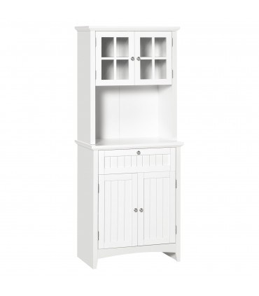 Kitchen Storage Cupboard w/ Microwave Drawer for Dining Room, White