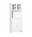 Kitchen Storage Cupboard w/ Microwave Drawer for Dining Room, White