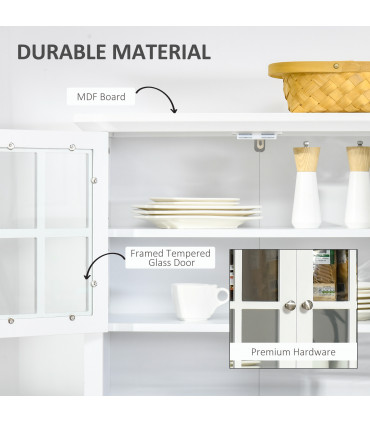 Kitchen Storage Cupboard w/ Microwave Drawer for Dining Room, White